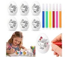 Lean Toys Jajka Velykiniai putplasčio kiaušiniai dažymui Žymekliai Žymekliai Gaidžiai 6 vnt.