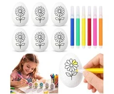 Lean Toys Jajka Velykiniai putplasčio kiaušiniai dažymui žymekliais, gėlių raštas, D, 6 vnt.
