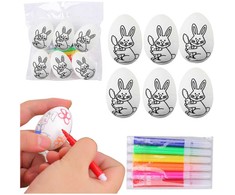 Lean Toys Jajka Velykiniai putplasčio kiaušiniai dažymui žymekliais, zuikio raštas, 6 vnt.