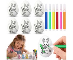 Lean Toys Jajka Velykiniai putplasčio kiaušiniai dažymui žymekliais, zuikio raštas, 6 vnt.