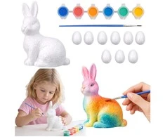 Lean Toys Putplasčio Velykų dekoravimo rinkinys su kiškučiu ir 9 kiaušiniais