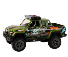 Lean Toys Mašinėlė Off-Road Hunting Car Hunter Dinosaur Lights Sounds Žalias