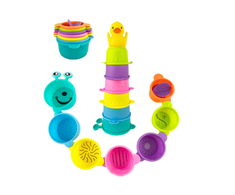 Lean Toys Vonios žaislai su skylutėmis ir ančiuku, 8 vnt.