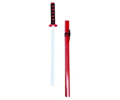 Lean Toys Medinė treniruočių katana su apvalkalu, 70 cm, raudona