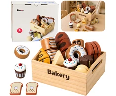 Lean Toys Medinė mini kepyklėlės rinkinys su lipdukais, 10 dalių