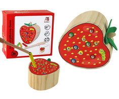 Lean Toys Medinis braškių magnetinis žaidimas „Gaudyk kirminą“