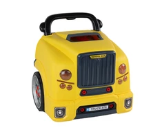 Vaikiškas dirbtuvių autobusas Lean Toys, su mechaninėmis funkcijomis, geltonas