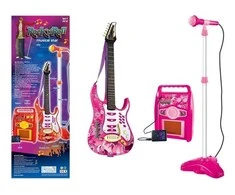 Lean Toys Elektrinė gitara su mikrofonu ir stiprintuvu – muzikiniam kūrybiškumui ir žaidimams.