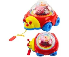 Lean Toys Vikšrinė Boružėlė Traukinukas Su Rutuliais Ir Laikrodžiu