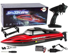 Lean Toys Nuotoliniu būdu valdoma motorinė valtis LeanToys, raudona