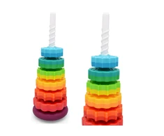 Lean Toys Piramidės formos bokštas rūšiavimo dėlionė vaikams, 6 elementai