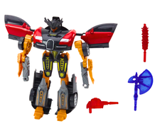 Lean Toys Raudonas žaislas 2in1 robotas-automobilis su ginklais