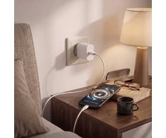 25W PD 3.0 USB-C sieninis įkroviklis Android ir iPhone telefonams (Baltas)