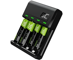 Žalias Cell GC VitalCharger + 2xAA 2000mAh &amp; 2xAAA 800mAh Batteries
