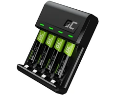 Žalias Cell GC VitalCharger &amp; 4x AAA HR03 800mAh Rechargeable Batteries