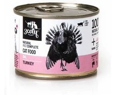Kačių Maistas - 3COTY 04 Turkijos Drėgnas Maistas 180g Be Grūdų Be Gliuteno