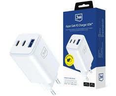 3Mk apsaugos priedai - 3mk Hyper GaN įkroviklis 65W QC4+ PD PPS USB 1A2C Baltas EU