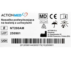 Tualeto sėdynės pakėlimo komplektas su rankenomis ACTIONMED