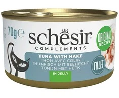 SCHESIR Complements Tuna with hake in jelly – šlapias kačių maistas – 70g