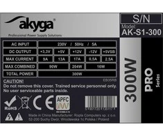 Akyga ak-s1-300 moduł zasilaczy 300 w 20+4 pin atx sfx sidabrinė
