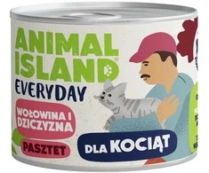 ANIMAL ISLAND Kasdienis jautiena ir žvėriena kačiukams - šlapias kačių ėdalas - 185 g