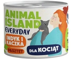 ANIMAL ISLAND šlapias kačių ėdalas su kalakutiena ir antiena kačiukams, 185 g