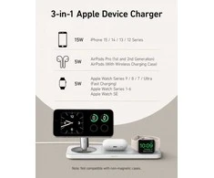 Anker MagGo 15W 3-in-1 horizontali magnetinė stotis Baltas
