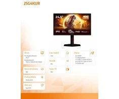 Monitorius AOC | 25G4KUR | 25 " | Fast IPS | FHD | 16:9 | 420 Hz | 1 ms | 1920 x 1080 pikselių | 350 cd/m² | HDMI jungtys quantity 2 | Juodas