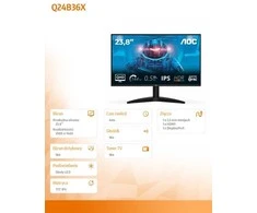 Monitorius AOC | Q24B36X | 24 " | IPS | QHD | 16:9 | 144 Hz | 4 ms | 2560 x 1440 pikselių | 300 cd/m² | HDMI jungtys quantity 1 | Juodas