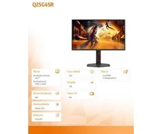 Monitorius AOC | Q25G4SR | 24.5 " | Fast IPS | QHD | 16:9 | 300 Hz | 1 ms | 2560 x 1440 pikselių | 400 cd/m² | HDMI jungtys quantity 2 | Juodas