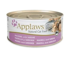 APPLAWS Mackerel with sardine in broth – šlapias kačių maistas – 70g