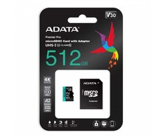 Adata premier pro 512 gb uhs1 u3 v30 a2 + adapter