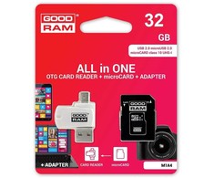 Karta pamięci su adapterem i czytnikiem kart goodram all in one m1a4-0320r12 (32gb; class 10; adapter, czytnik kart microsdhc, karta pamięci)