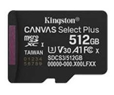 Kingston 512 GB „Micro SD“ atminties kortelė „Canvas Select+ G3 150 Mb/s“