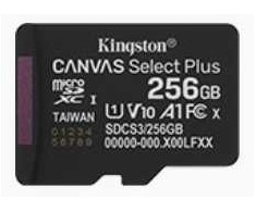 Kingston MicroSD atminties kortelė 256 GB Canvas Select+ G3 150 Mb/s