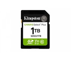 Atminties kortelė „Kingston Technology“ 1 TB SDXC Canvas Select Plus Gen3 150 MB/s C10 UHS-I U3 V30 atmintis