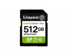 „Kingston Technology“ 512 GB SDXC „Canvas Select Plus“ Gen3 150 MB/s C10 UHS-I U3 V30 atminties kortelė
