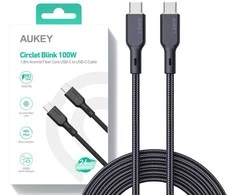 USB-C į USB-C laidas Aukey CB-KCC102, 100 W, 1.8 m (juodas)