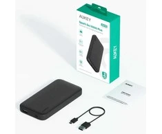 Aukey Pb-y46p powerbank 10000mah 20w 2xusb kabelis usb-c