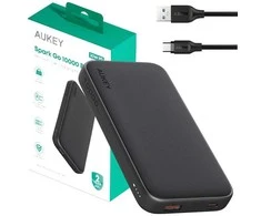 Aukey Pb-y46p powerbank 10000mah 20w 2xusb kabelis usb-c
