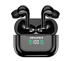 Bluetooth 5.1 TWS ausinės + AWEI Docking Station (T29P) juodos spalvos