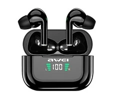 Bluetooth 5.1 TWS ausinės + AWEI Docking Station (T29P) juodos spalvos