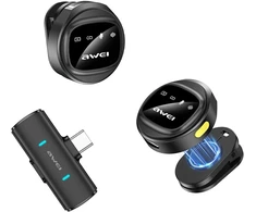 Bezprzewodowy Mikrofonas Krawatowy AWEI MK3 Duo juoda