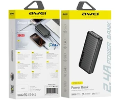 Išorinė baterija AWEI P6K Pro 20000mAh 2xUSB-A/USB-C juodos spalvos