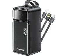 Powerbank Awei PA-107 50000mAh 22,5W PD 3xUSB juodos spalvos