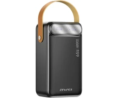 Powerbank Awei PA-82 60000mAh 65W PD 2xUSB-A/USB-C juodos spalvos