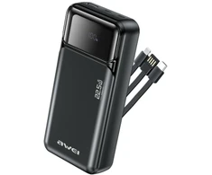 Nešiojamoji baterija Awei PA-93 20000mAh 22.5W PD 2xUSB-C + laidas juodas