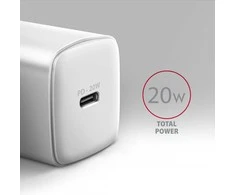 Axagon Acu-pd20w Įkroviklis jungiama į tinklą pd 20w, 1x port usb-c, pd3.0/qc3.0/afc/fcp/apple balta