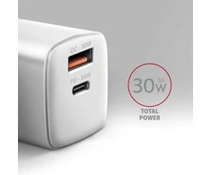 Axagon Acu-pq30w Įkroviklis jungiama į tinklą pd &amp; qc 30w, qc3.0,4.0/afc/fcp/pps/apple balta