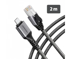AXAGON ADE-CM20 USB-C 5 Gbps – Gigabit Ethernet adapteris su integruotu CAT6 RJ-45 tinklo kabeliu (2 m), Asix AX88179B